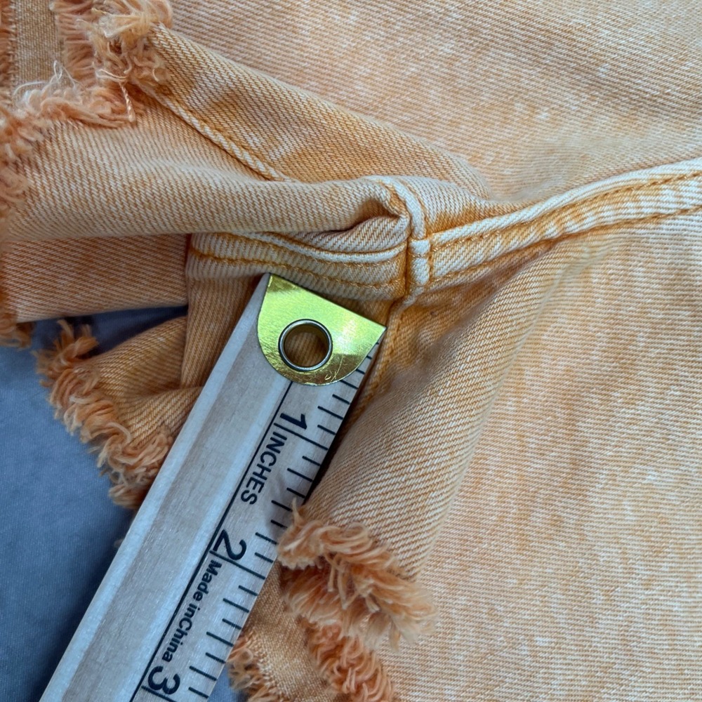 American Eagle Denim Shorts Womens size 2 Orange Excellent High Waisted Raw Hem - Picture 10 of 10